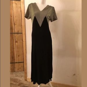 East West Vtg Striped Slinky Hostess Maxi Dress L